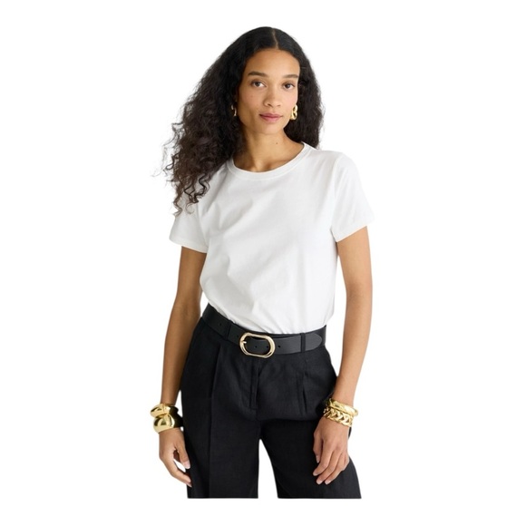 J.Crew White Peruvian Pima Cotton Slim Fit White Tee Basic Classic NEW Size L - Picture 1 of 16
